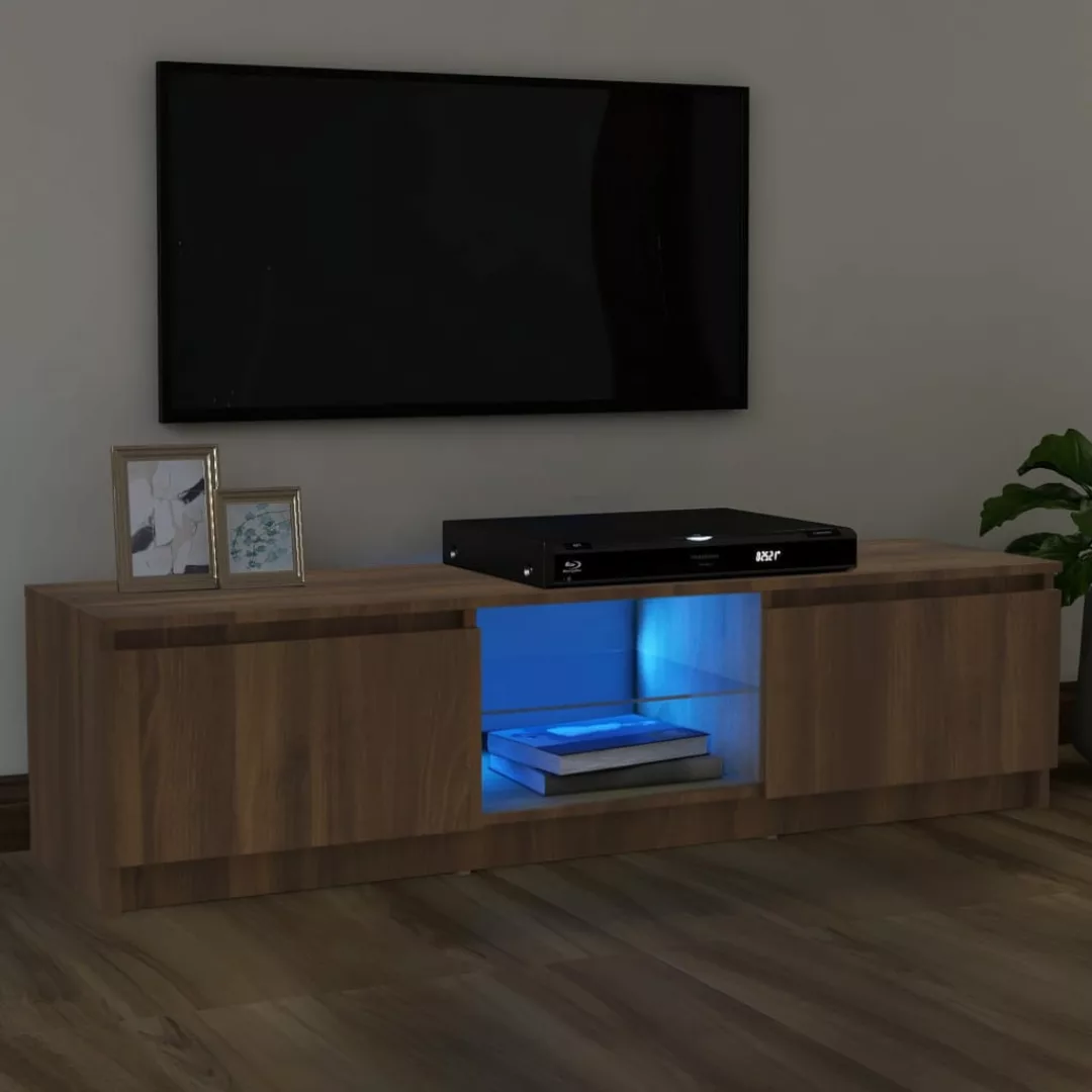 Vidaxl Tv-schrank Mit Led-leuchten Braun Eichen-optik 120x30x35,5 Cm günstig online kaufen