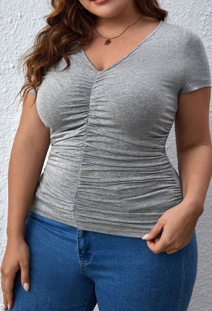 SEGUEN T-Shirt Slim-Fit, kurze Ärmel mit V-Ausschnitt (Damen-T-Shirt in gro günstig online kaufen