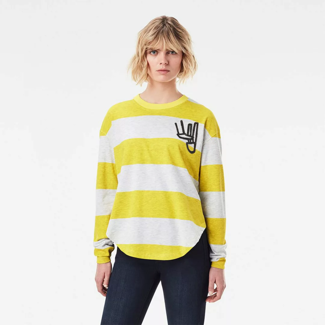 G-star Striped Langarm-t-shirt S Milk Htr/Bright Yellow Cab Rugby günstig online kaufen