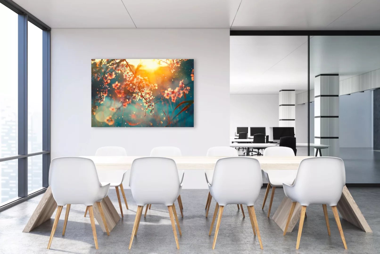 queence Leinwandbild "Cherry Blossom", Blätter-Blätterbilder-Blumen-Blumenb günstig online kaufen