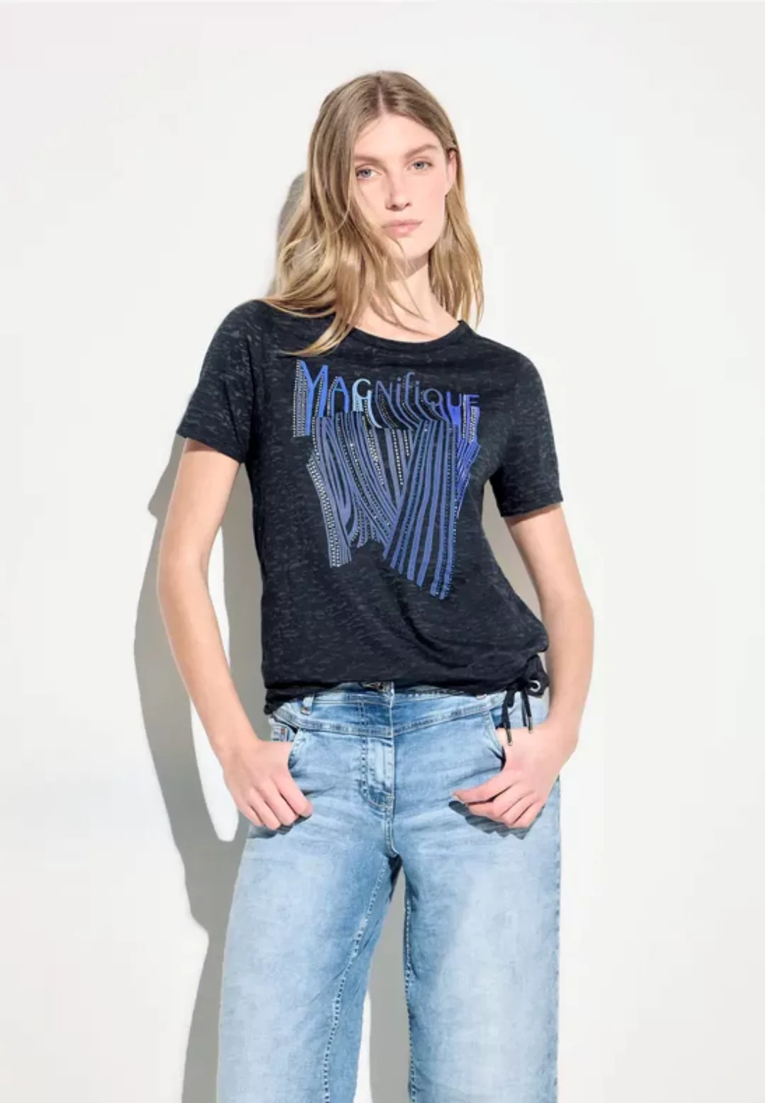 Cecil T-Shirt Burnout With FP T-shirt günstig online kaufen