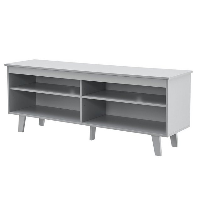 en.casa TV-Schrank »Stenløse« mit 4 Ablagefächern 150x38x58 cm Hellgrau günstig online kaufen