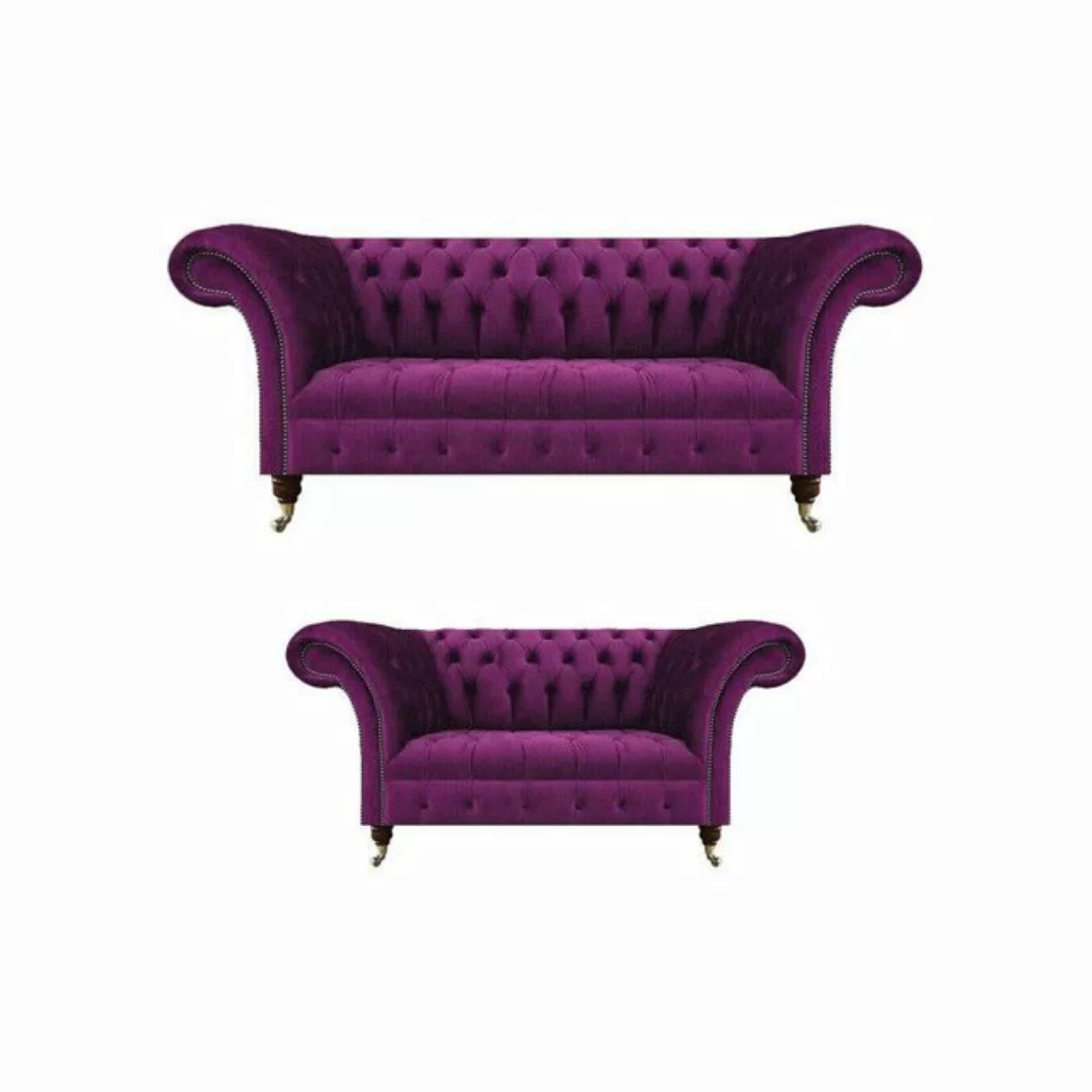 JVmoebel Chesterfield-Sofa Chesterfield Sofas Couchen 2tlg Wohnzimmer Texti günstig online kaufen