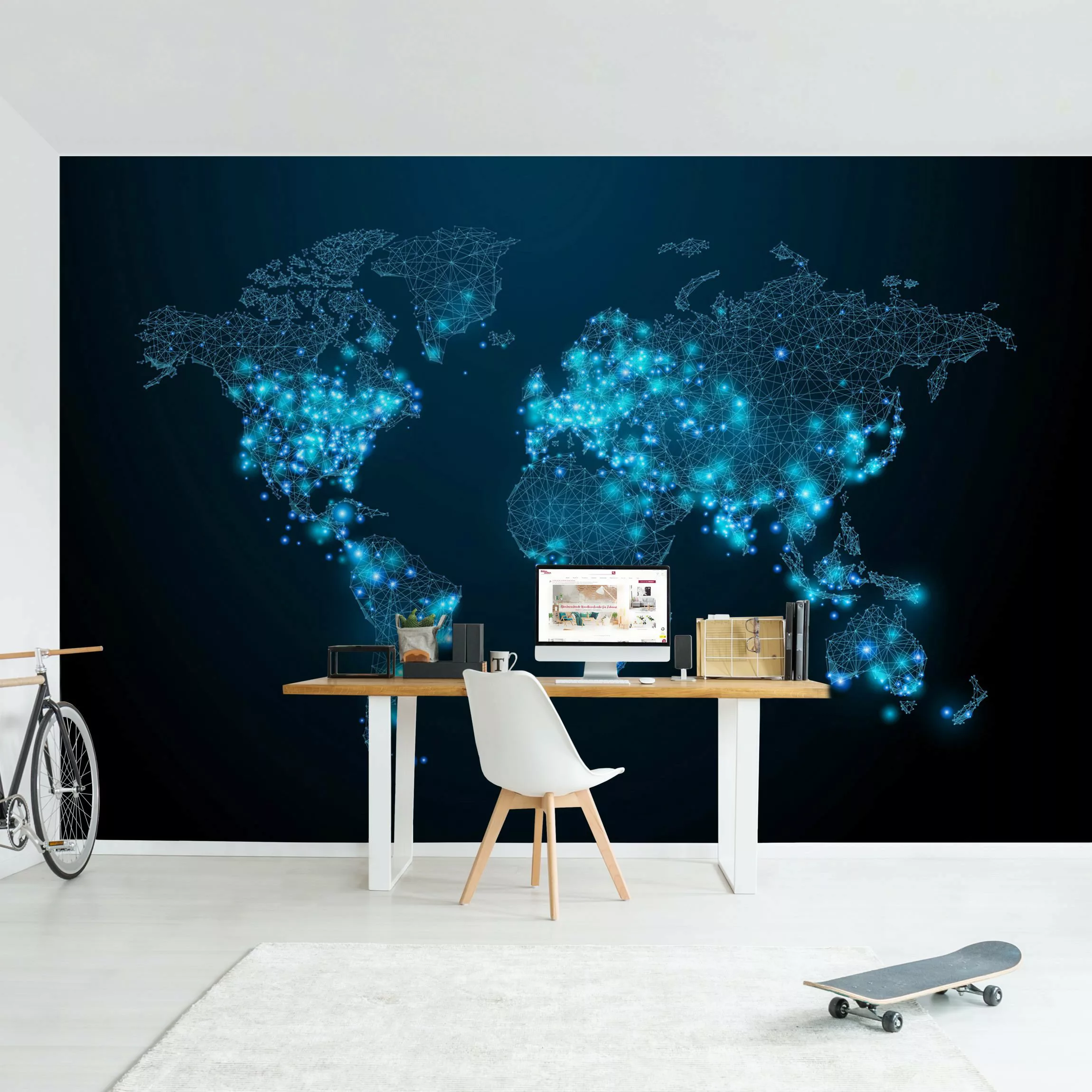 Fototapete Connected World Weltkarte günstig online kaufen