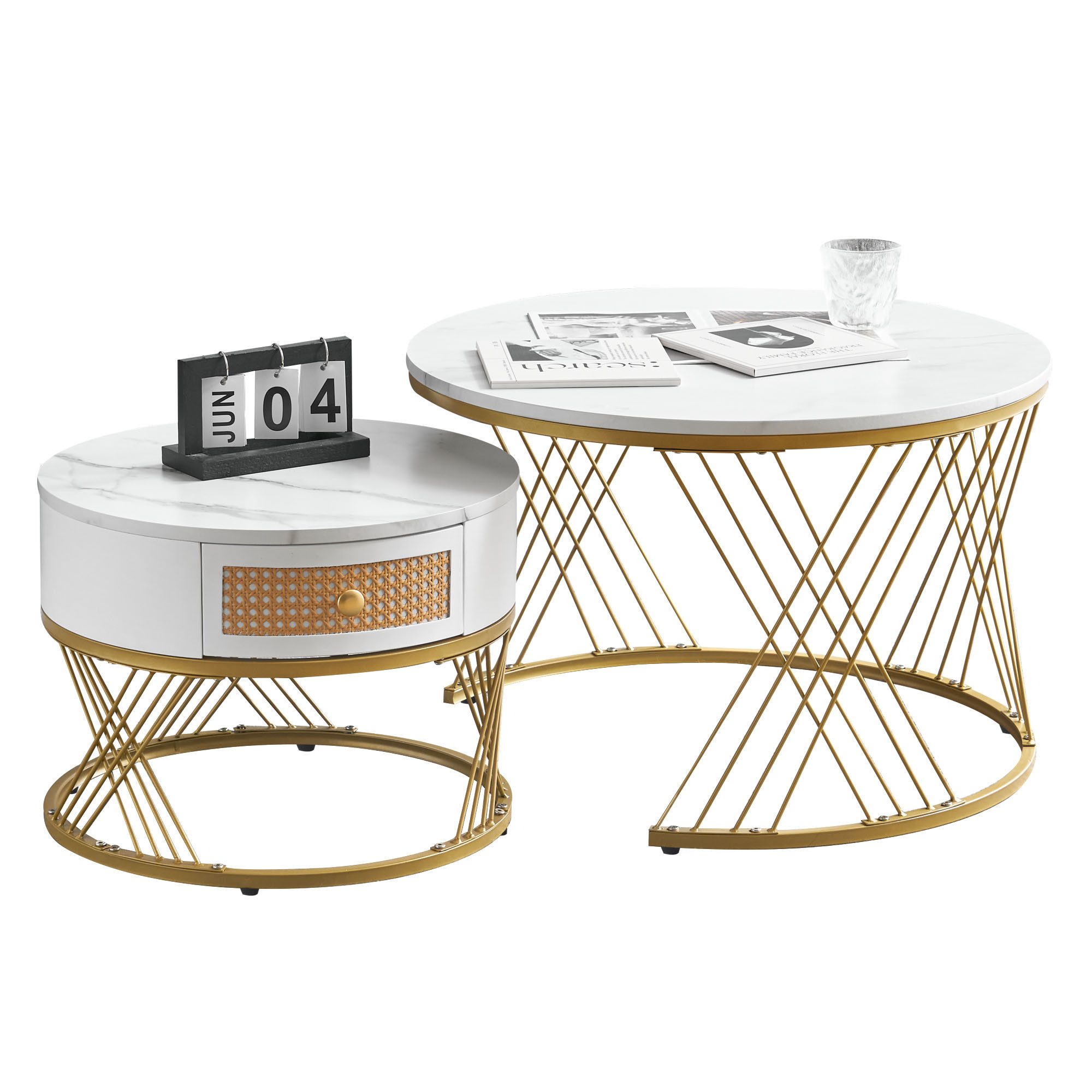 Merax Couchtisch im Marmoroptik mit Metallrahmen günstig online kaufen
