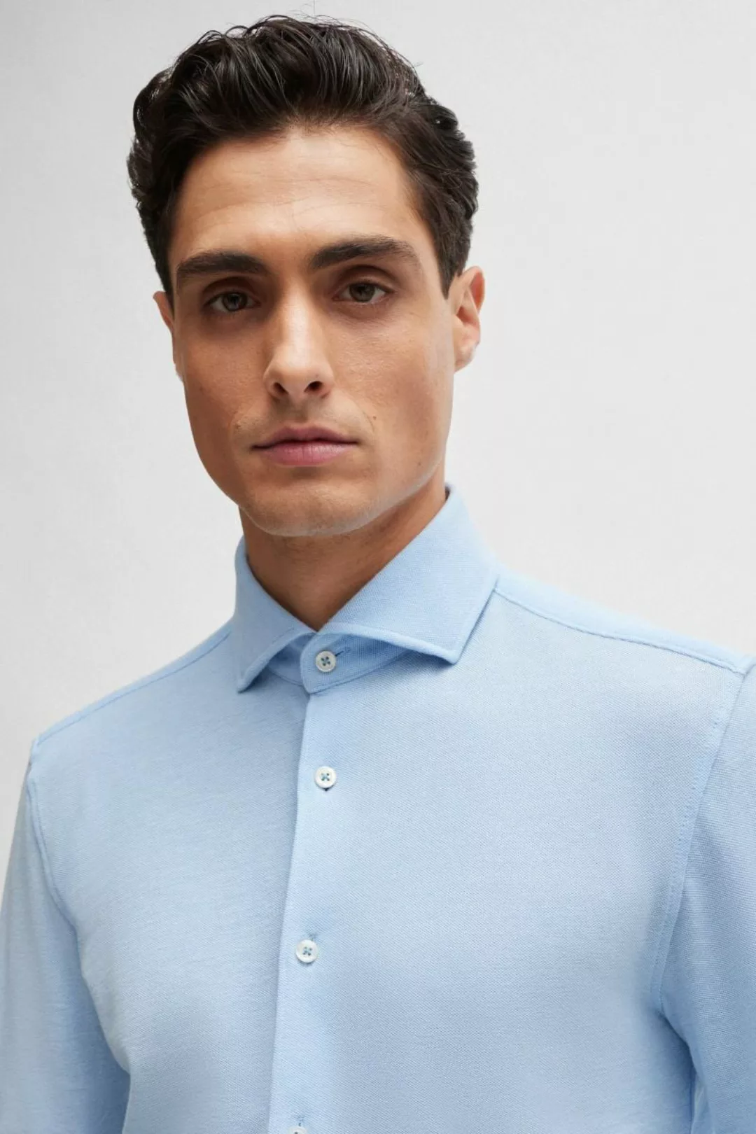 BOSS Hal Hemd Jersey Hellblau - Größe 43 günstig online kaufen