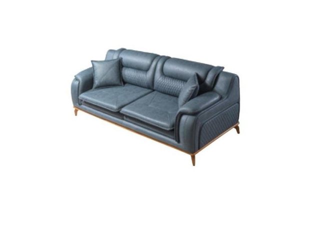 JVmoebel Sofa Sofagarnitur 3+3+1 Sitzer Blau Sessel Luxus Leder Sofa Couch, günstig online kaufen