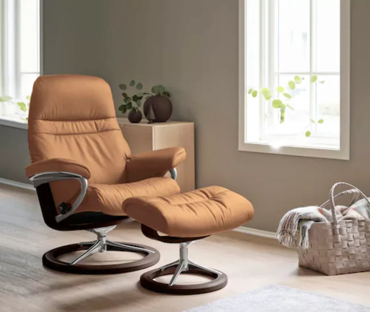 Stressless Fußhocker "Sunrise", mit Signature Base, Gestell Braun günstig online kaufen