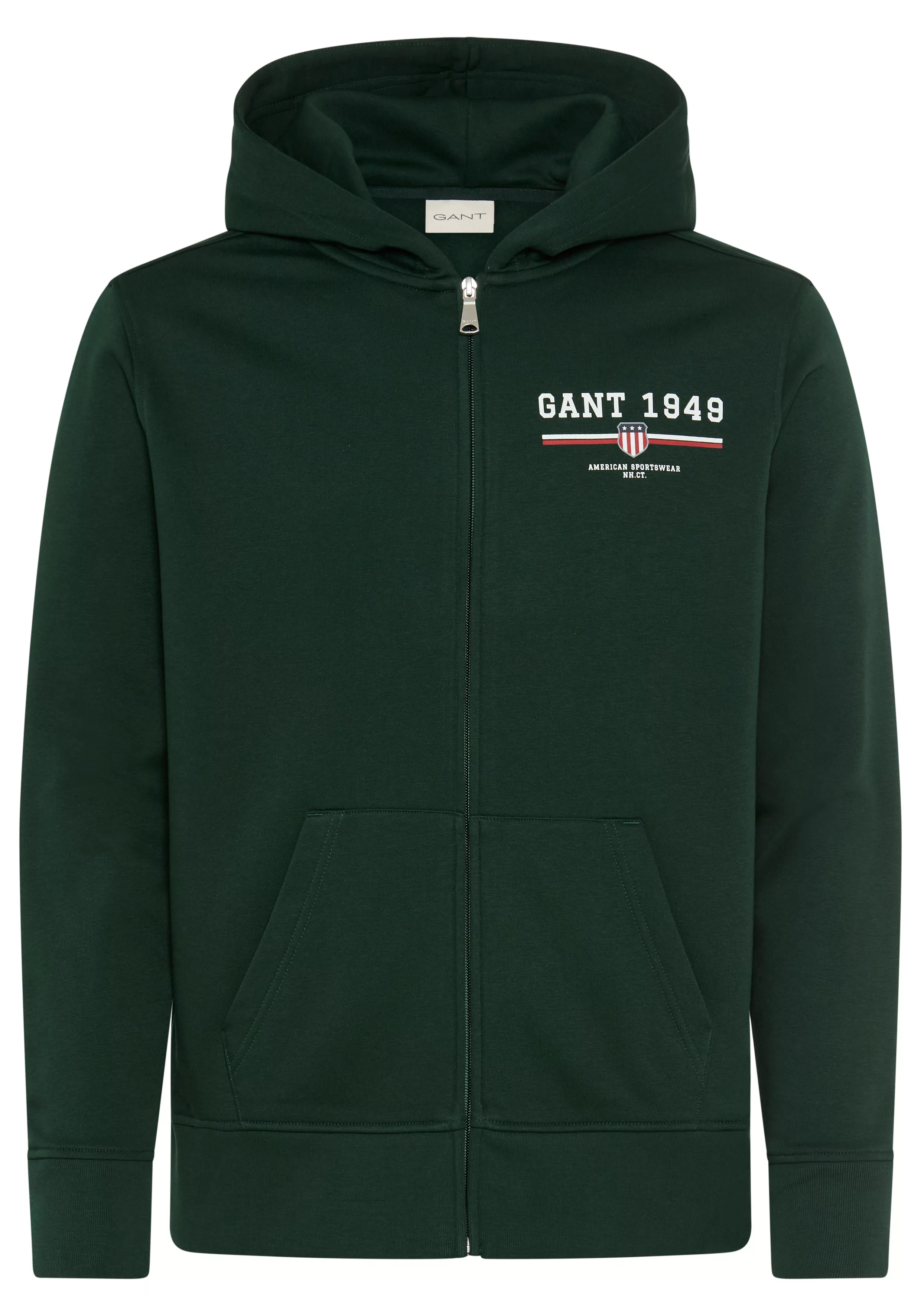 Gant Kapuzensweatjacke "GRAPHIC FULL ZIP HOODIE", Kängurutasche, Rippbündch günstig online kaufen