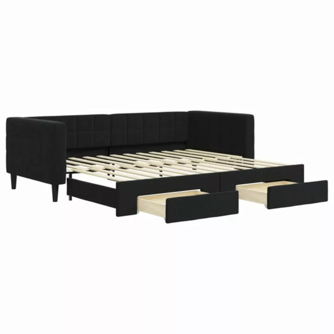 vidaXL Gästebett Tagesbett Ausziehbar mit Schubladen Schwarz 90x200 cm Samt günstig online kaufen