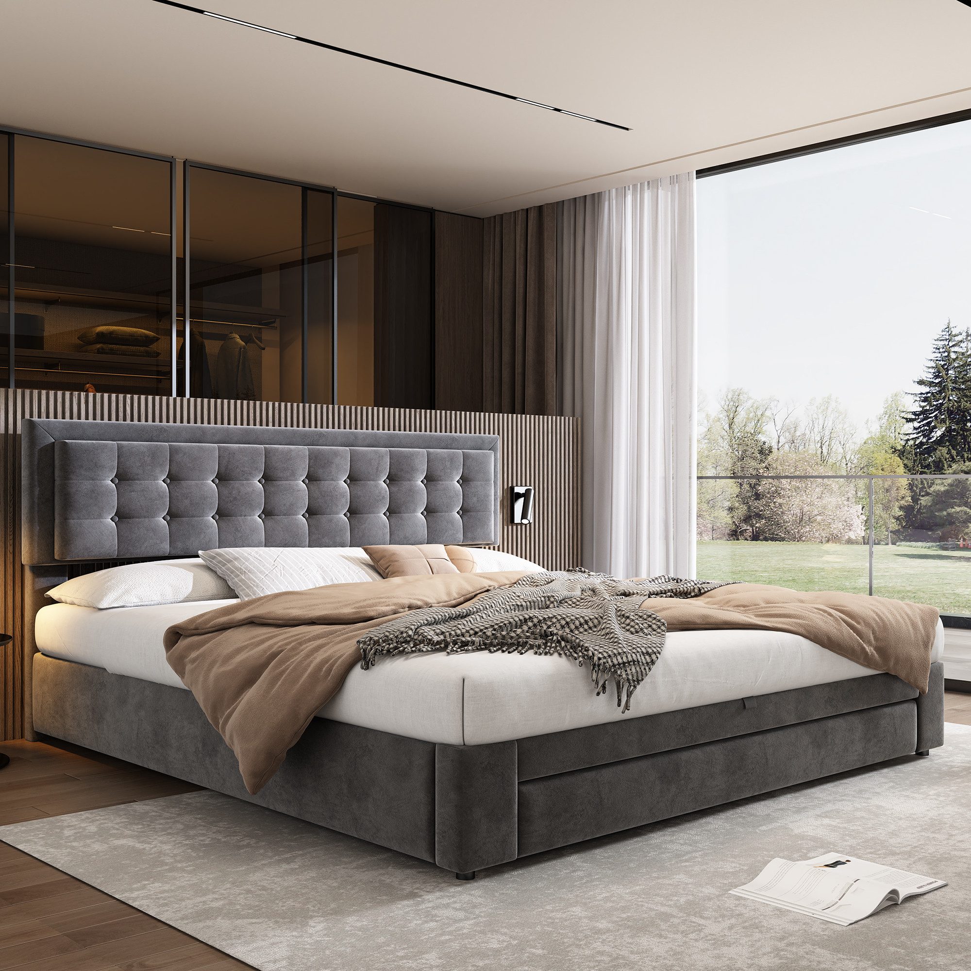 STILVORA Polsterbett 180x200 Doppelbett mit Stauraum&Lattenrost,Bettgestell günstig online kaufen