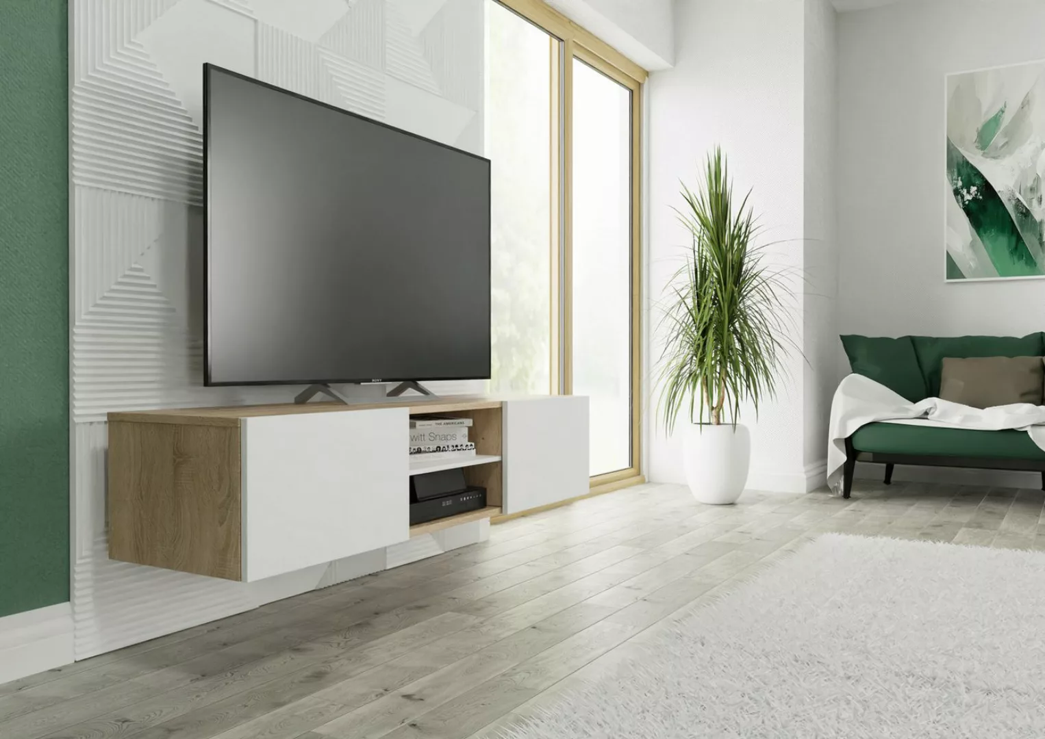 Platan Room TV-Schrank AURA TV Lowboard Sideboard 140 cm Hängeschrank TV Ko günstig online kaufen