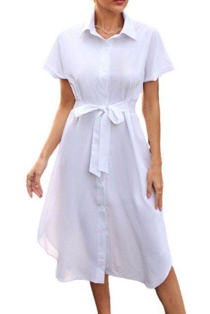 ENIX Etuikleid Damen-Hemdkleid mit Revers und kurzen Ärmeln und Knöpfen Som günstig online kaufen