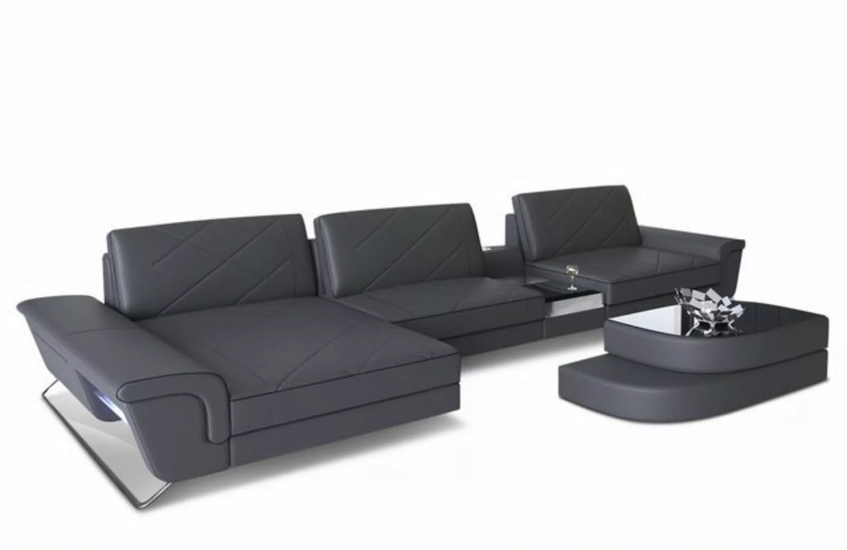 Sofa Dreams Ecksofa Leder Sofa Bari L Form Ledersofa, Couch, mit LED, verst günstig online kaufen