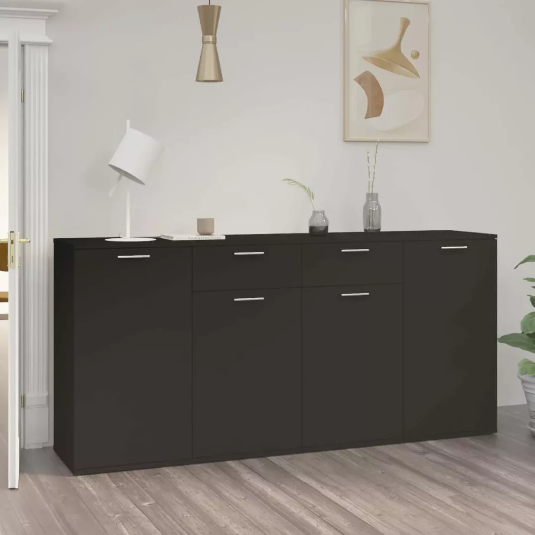 Sideboard Schwarz 160x36x75 Cm Spanplatte günstig online kaufen