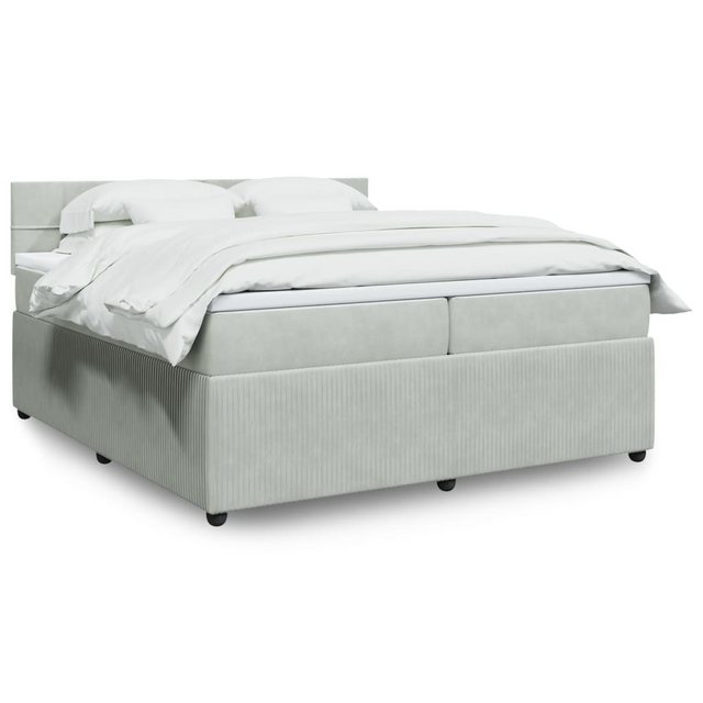 vidaXL Boxspringbett, Boxspringbett mit Matratze Hellgrau 200x200 cm Samt günstig online kaufen