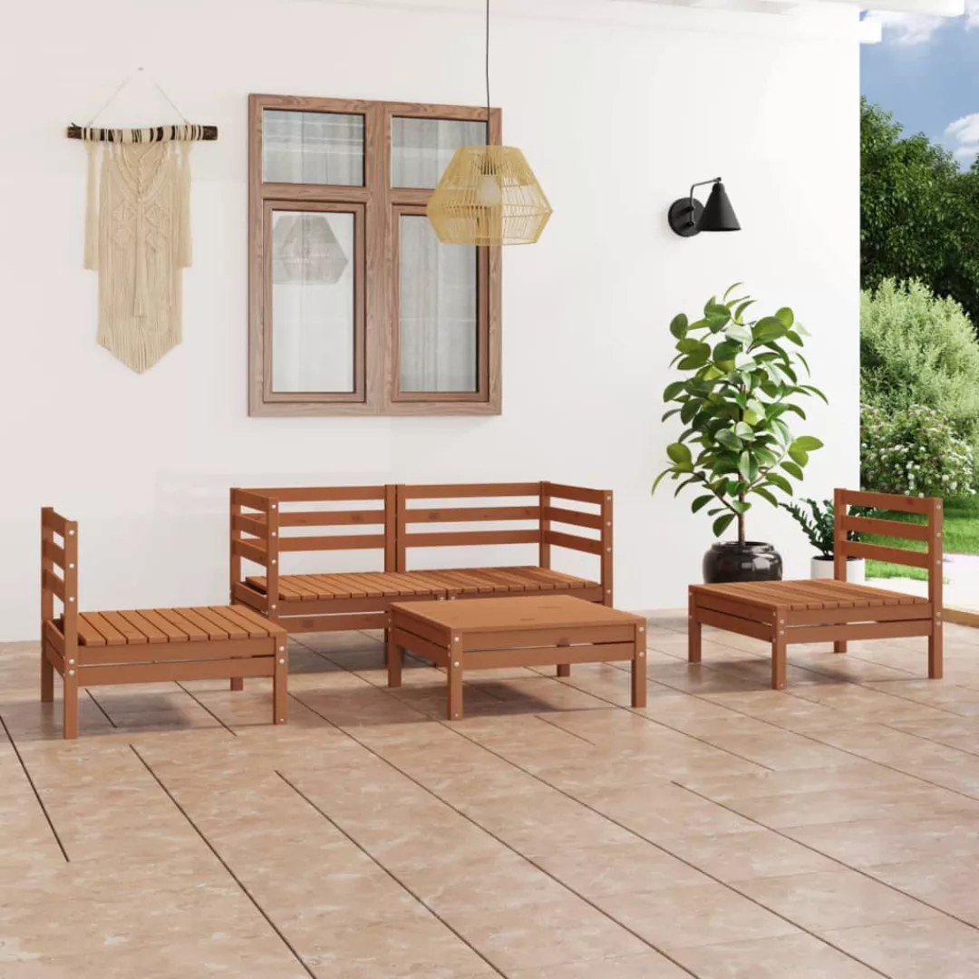 5-tlg. Garten-lounge-set Honigbraun Massivholz Kiefer günstig online kaufen