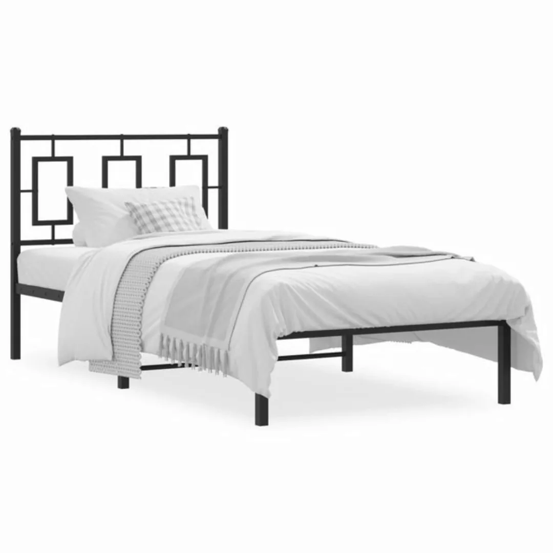 furnicato Bettgestell mit Kopfteil Metall Schwarz 90x200 cm (1-tlg) günstig online kaufen