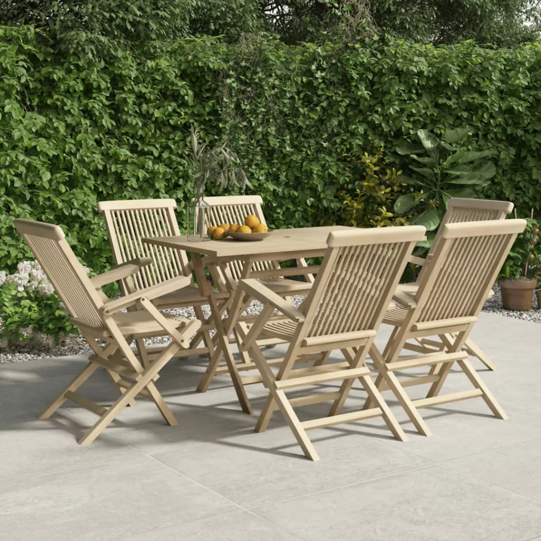 Vidaxl Gartenstühle 6 Stk. Klappbar Grau 56x61x89 Cm Massivholz Teak günstig online kaufen