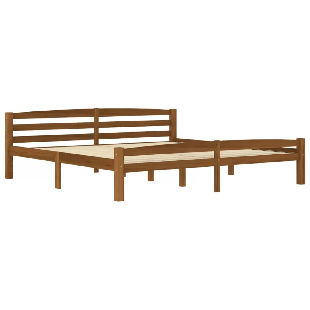 vidaXL Bettgestell Massivholzbett Honigbraun Kiefer 180x200 cm Doppelbett B günstig online kaufen