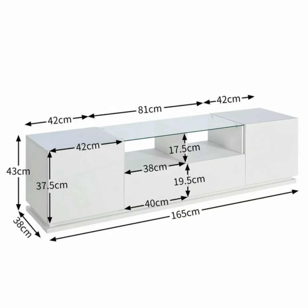 Furnishings Home TV-Schrank mit LED, 2 Türen, 4 Fächer, 2 Schubladen (Set, günstig online kaufen