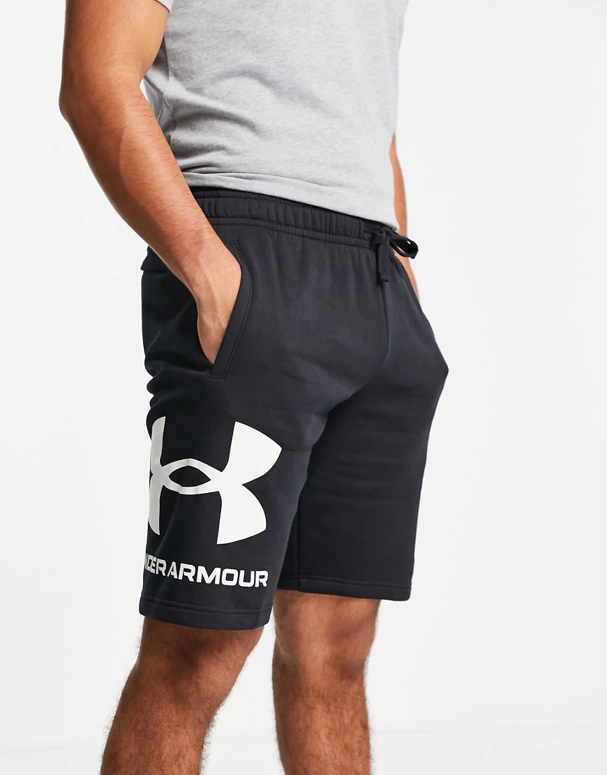Under Armour – Rival – Fleece-Shorts in Schwarz mit großem Logo günstig online kaufen