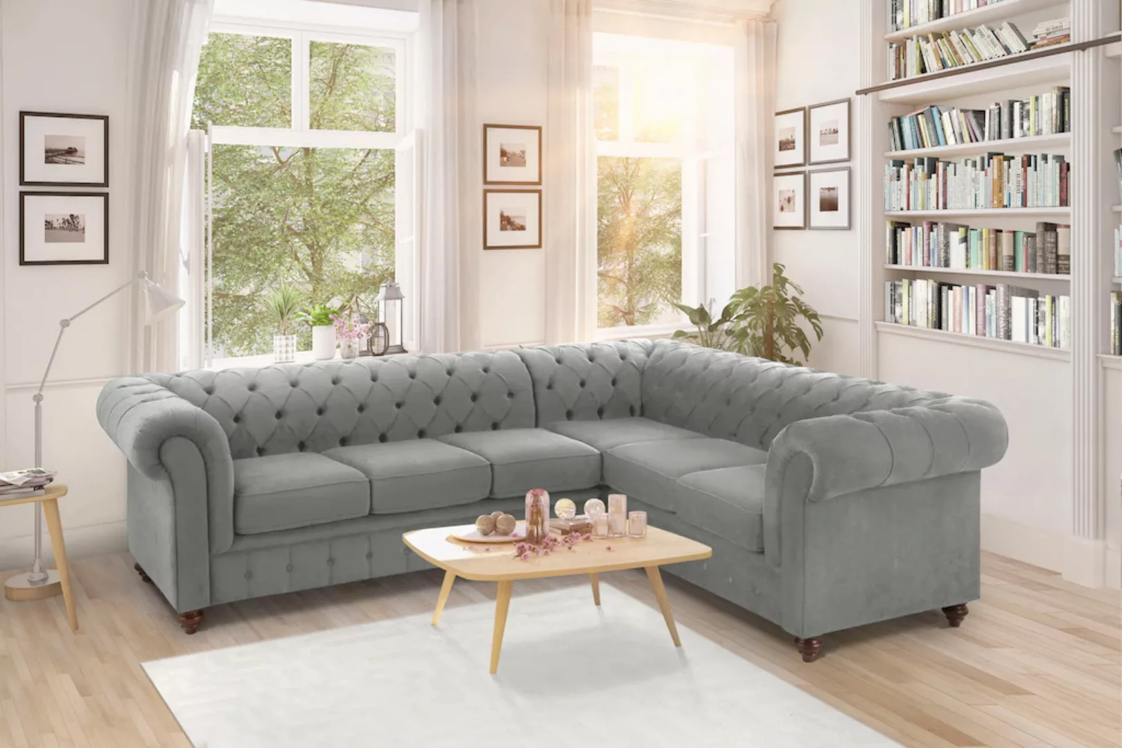 Home affaire Chesterfield-Sofa "Duc Ecksofa", hochwertige Knopfheftung im R günstig online kaufen