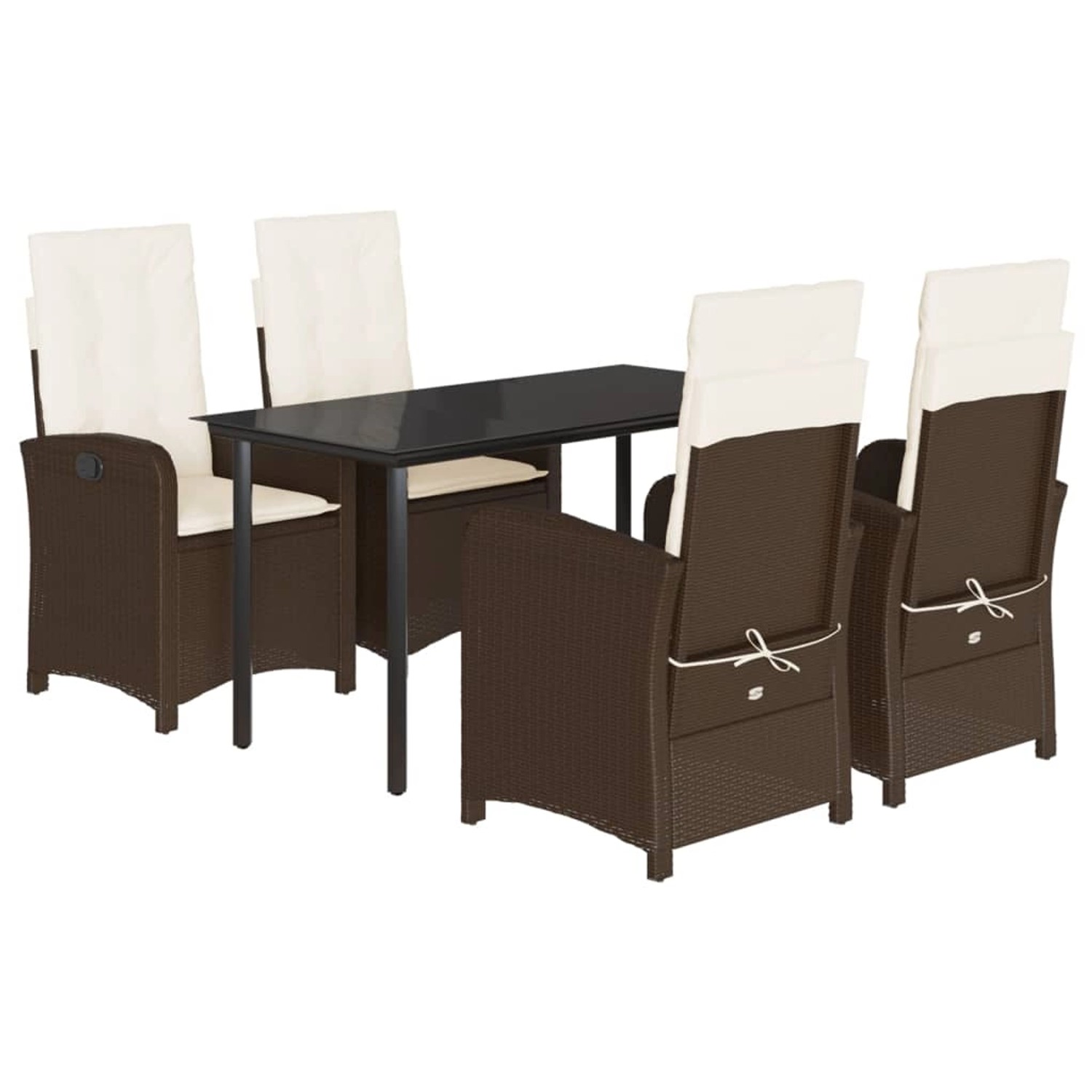 vidaXL 5-Tlg Garten-Essgruppe mit Kissen Braun Poly Rattan 3212343 günstig online kaufen