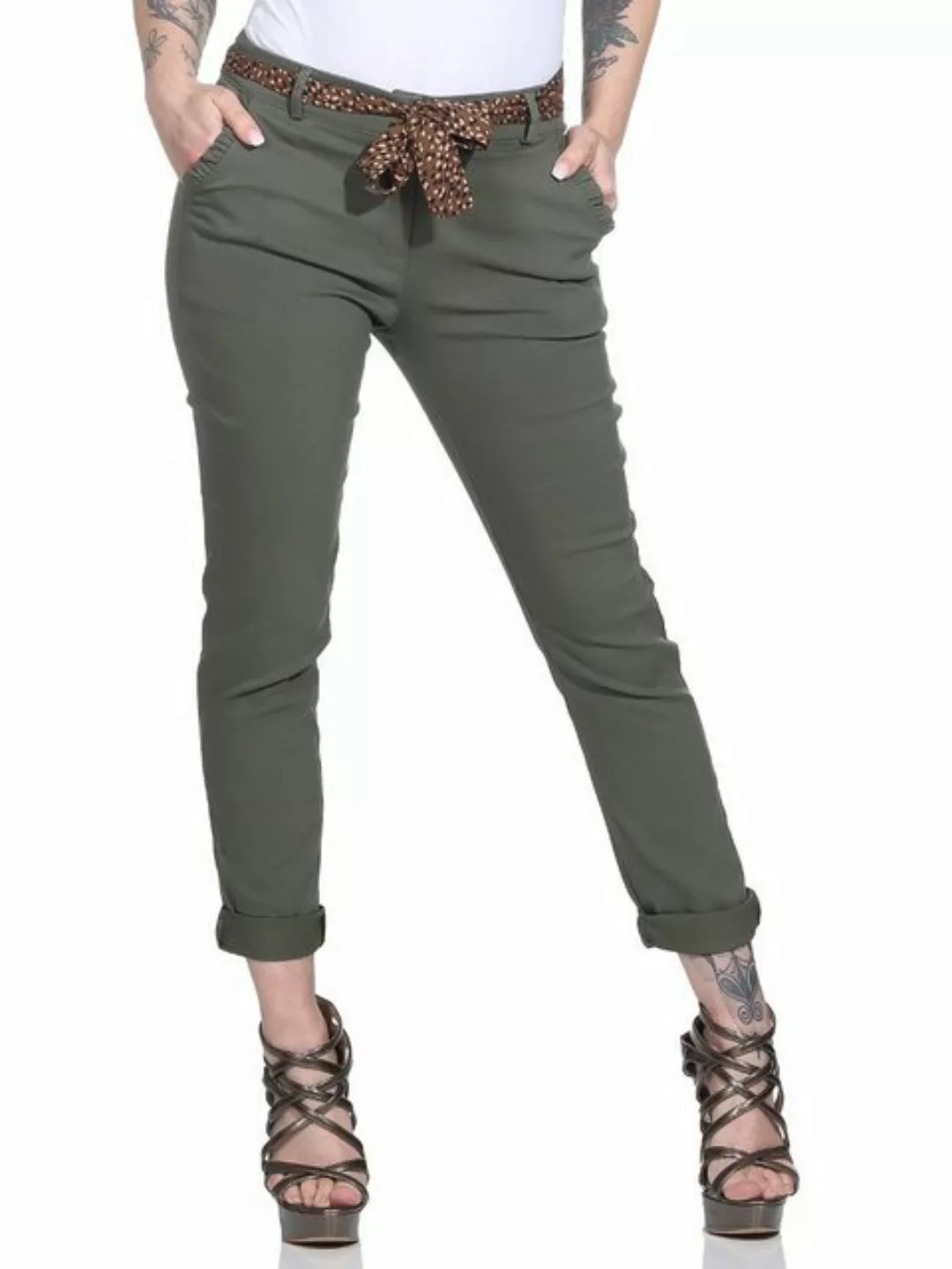 Mississhop Stretch-Hose Female Damen Stretch Klassische Chino Hose mit gemu günstig online kaufen