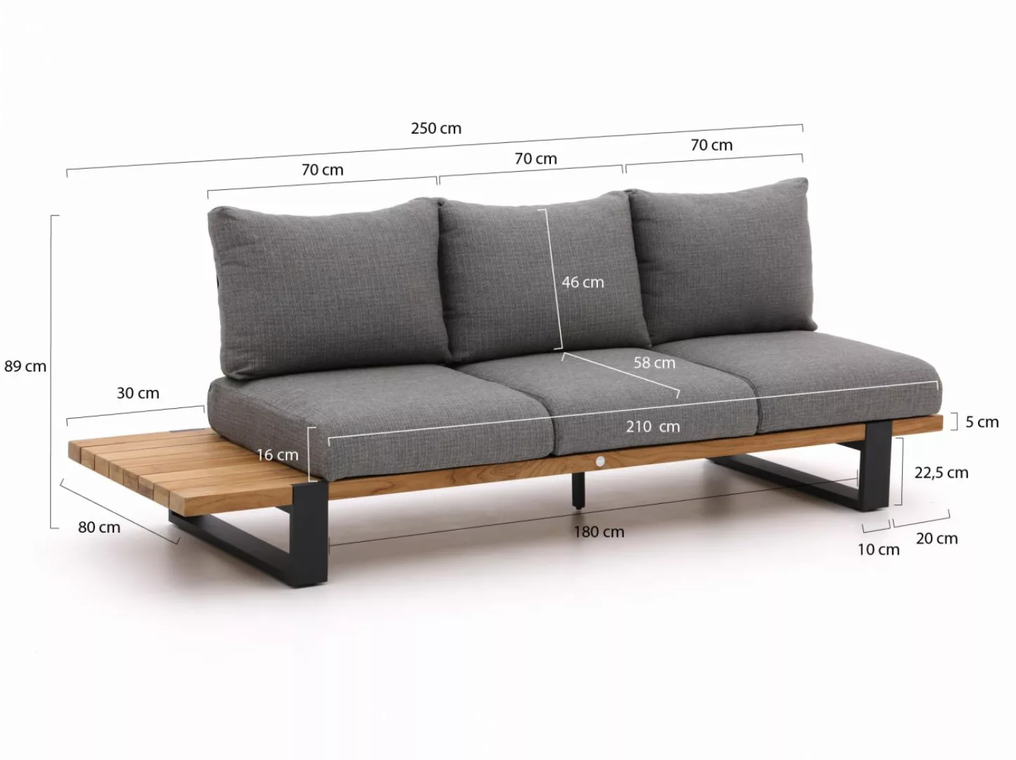 SUNS Nardo Lounge Gartensofa 3-Sitzer links/rechts 250 cm günstig online kaufen