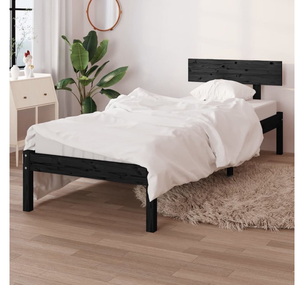 vidaXL Bett aus Kiefer-Massivholz in Schwarz (L/B/H: 196x80x70 cm) günstig online kaufen