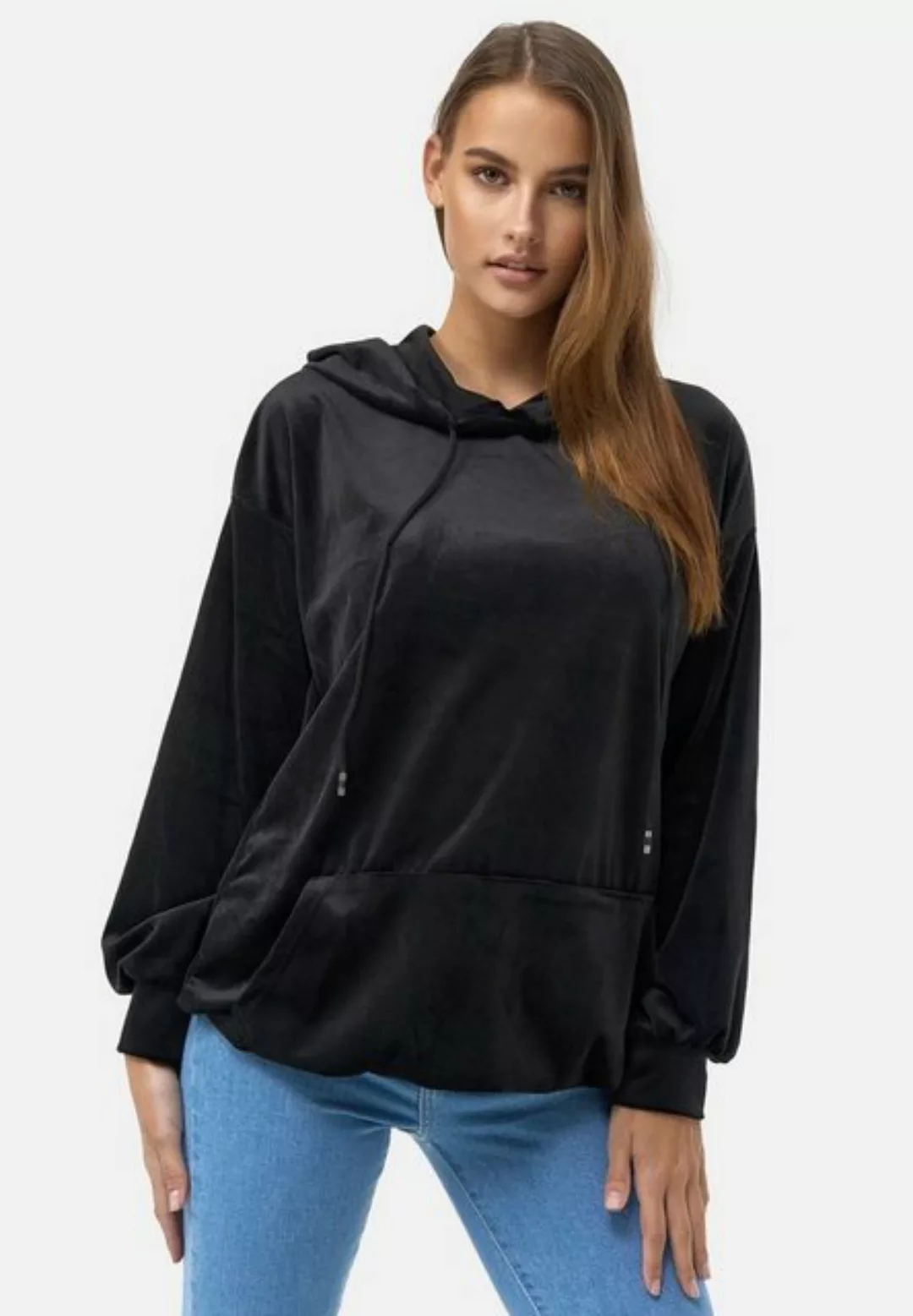 enflame Hoodie Langer Kapuzen Pullover Oversized Hoodie Kleid Velours Sweat günstig online kaufen