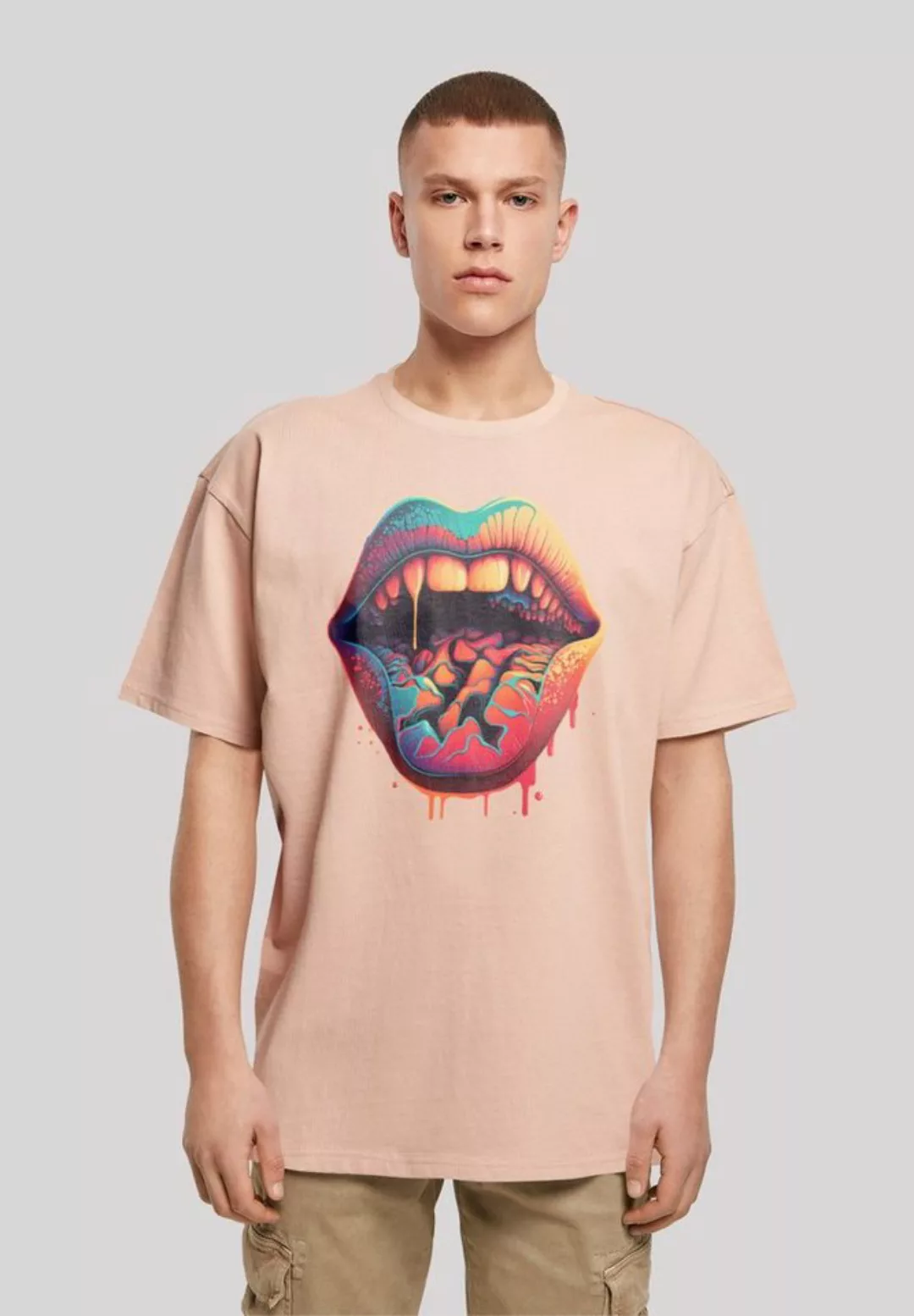 F4NT4STIC T-Shirt "Drooling Lips OVERSIZE TEE", Print günstig online kaufen