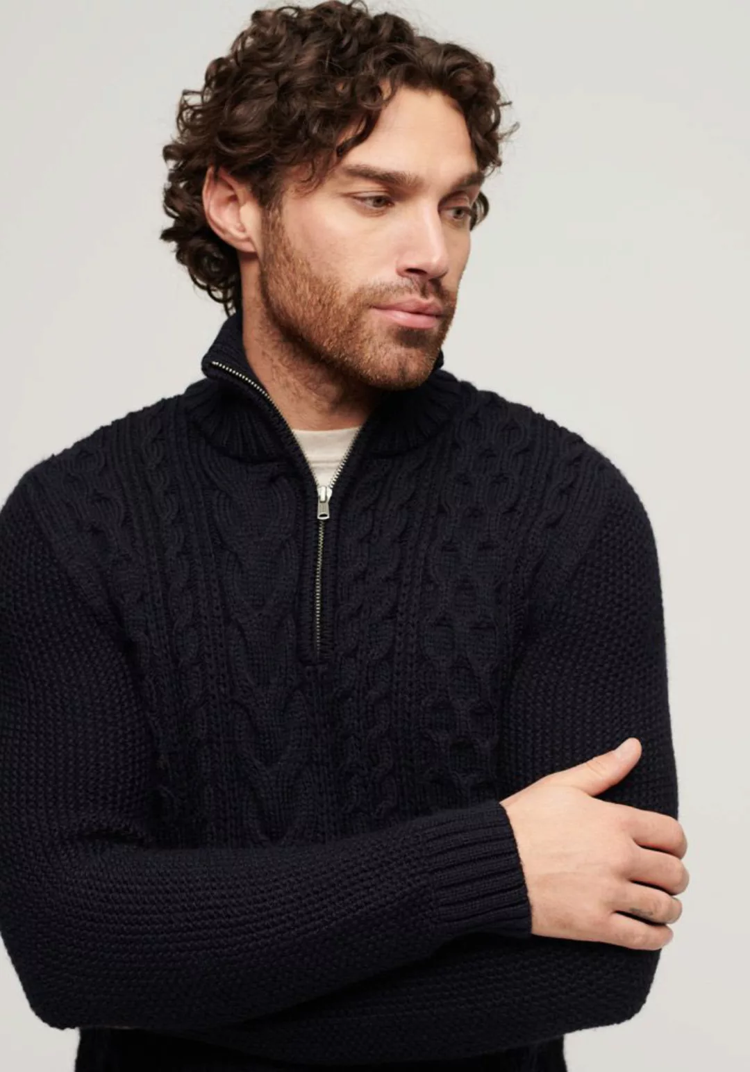 Superdry Strickpullover Jacob Cable Knit Half Zip günstig online kaufen