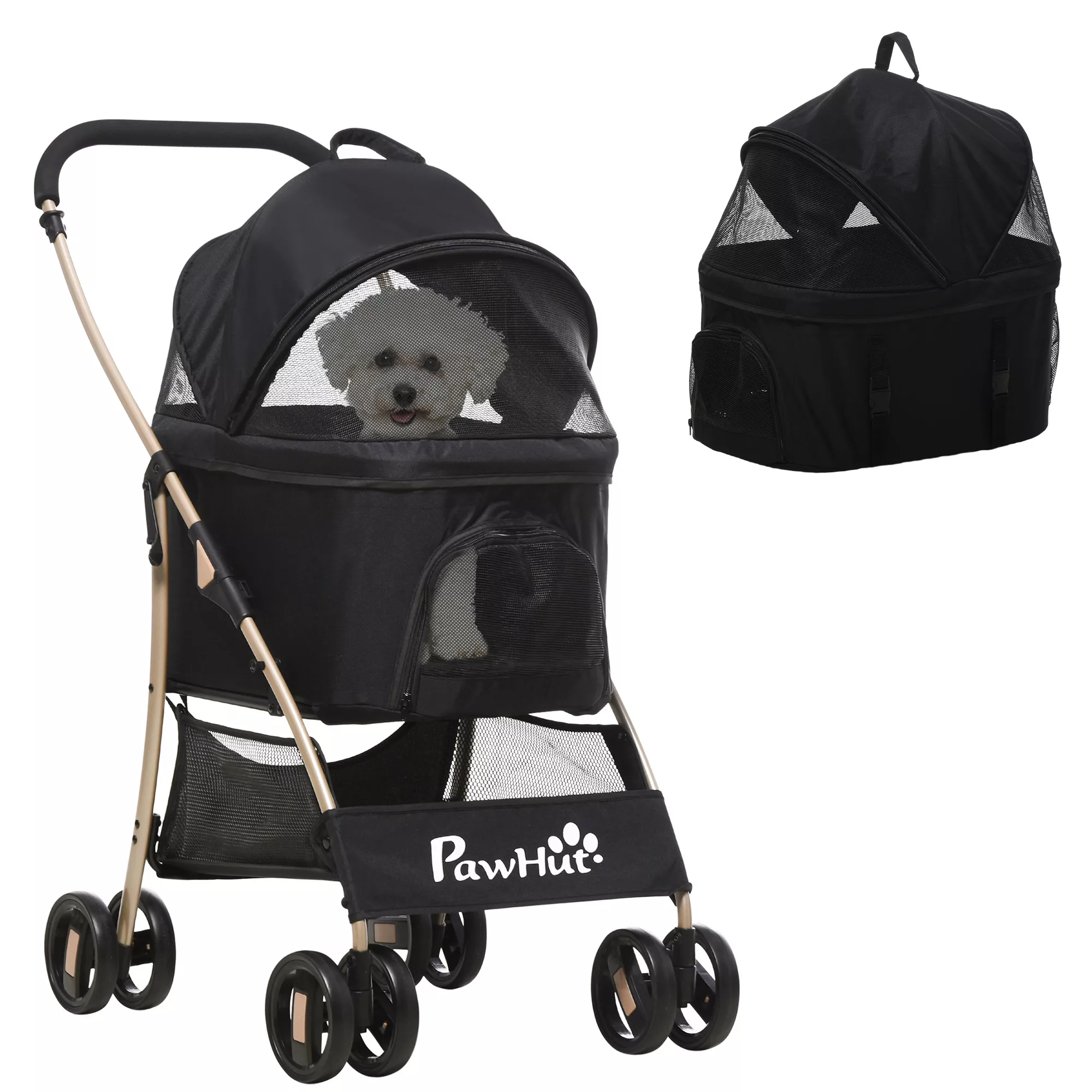 PawHut Hundewagen  2-in-1 Hundetrolley & Tragetasche, faltbarer Hundebuggy günstig online kaufen