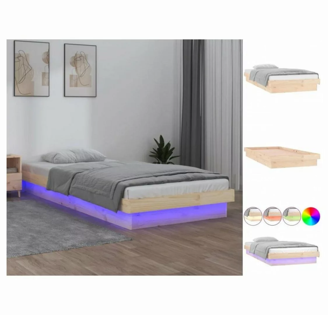 vidaXL Bettgestell Massivholzbett mit LEDs 100x200 cm Bett Bettrahmen Bettg günstig online kaufen