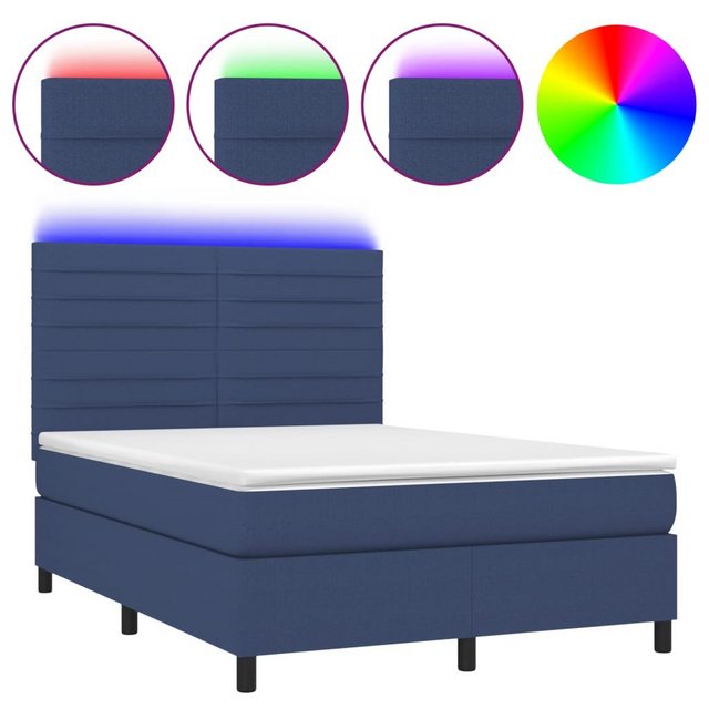 vidaXL Boxspringbett Bett Boxspringbett mit Matratze & LED Stoff (140 x 200 günstig online kaufen