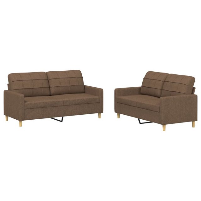 vidaXL Sofa Sofagarnitur mit Kissen Stoff, Standard, Braun günstig online kaufen