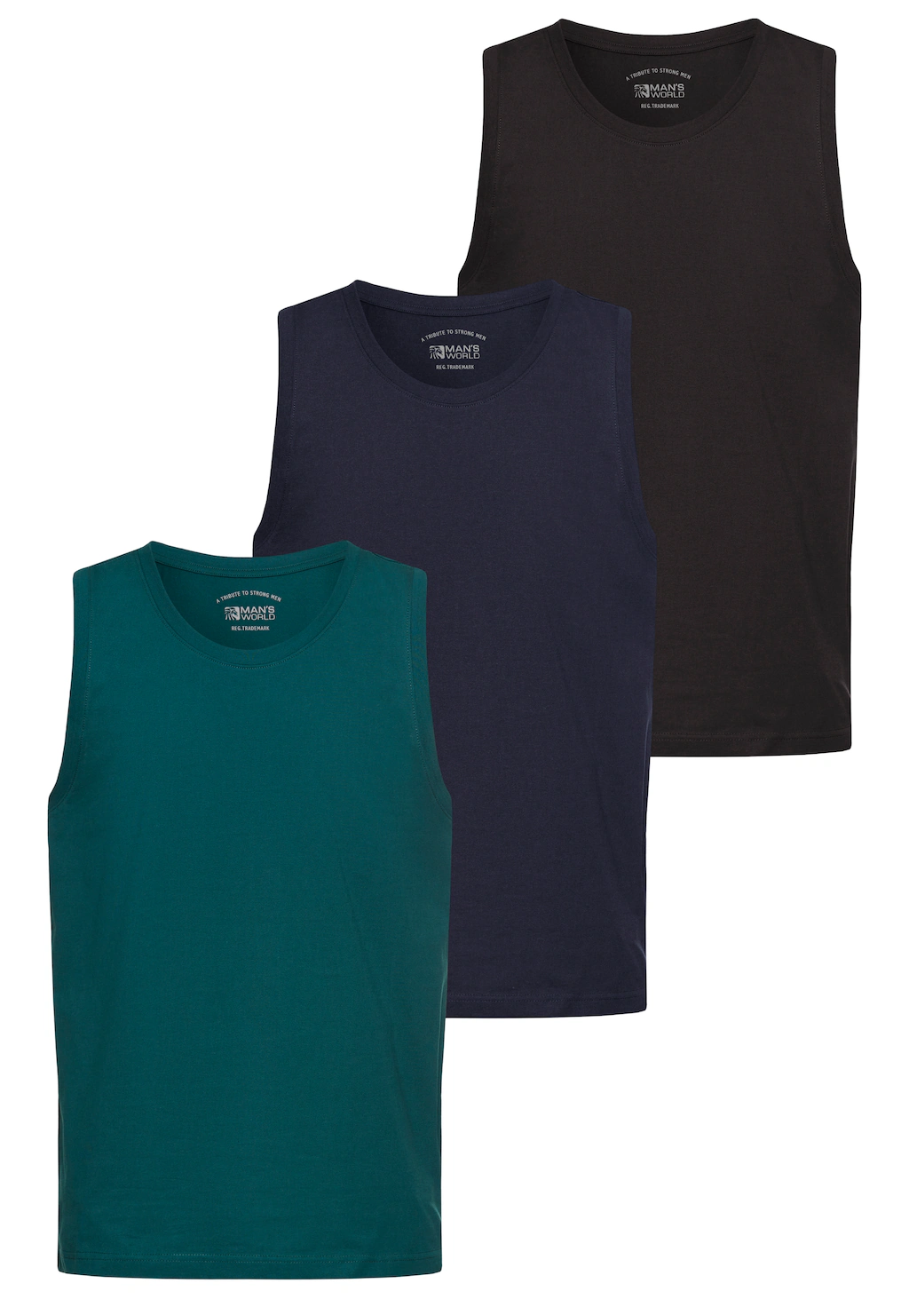 Mans World Muscleshirt, (3er-Pack), schmal geschnitten, Rundhalsausschnitt, günstig online kaufen