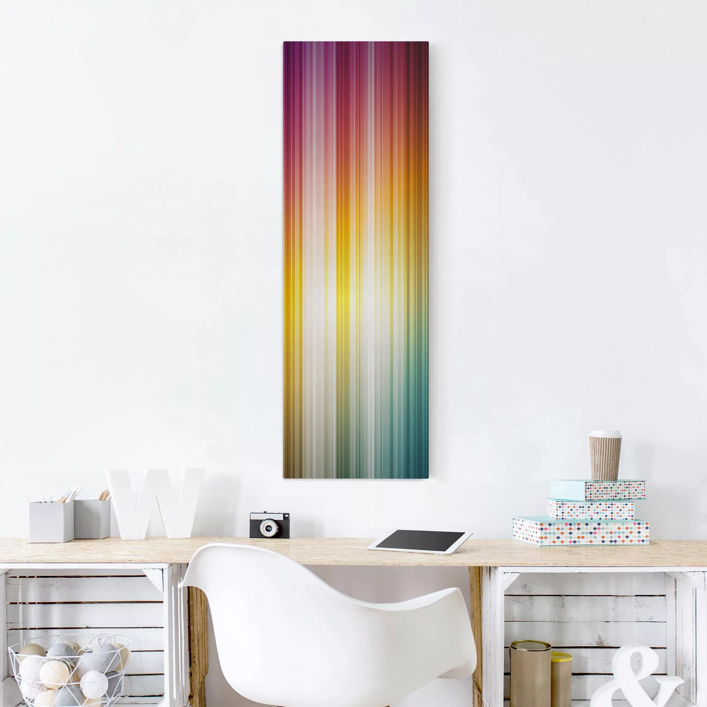 Leinwandbild Abstrakt - Hochformat Rainbow Light günstig online kaufen