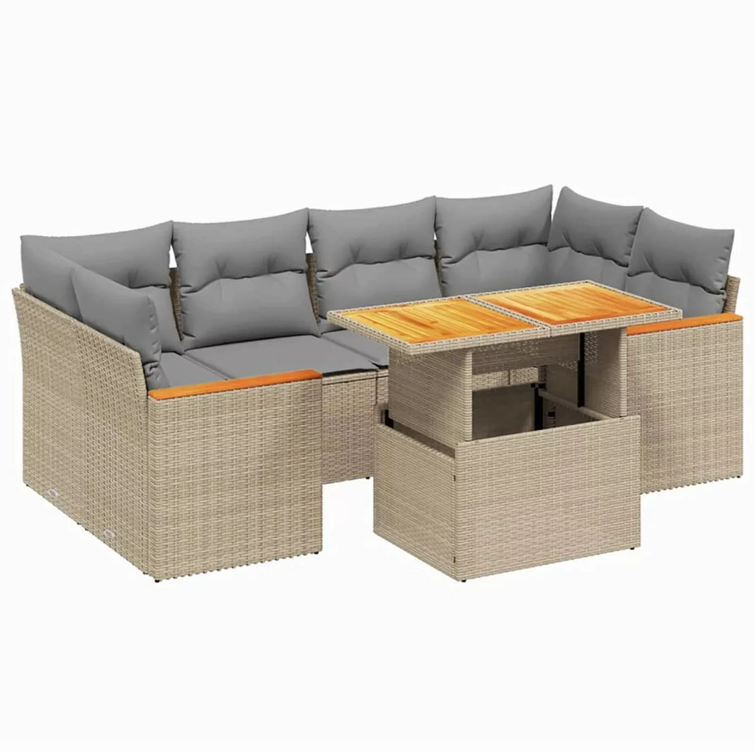 vidaXL 7-tlg Garten-Sofagarnitur mit Kissen Beige Poly Rattan Modell 384 günstig online kaufen