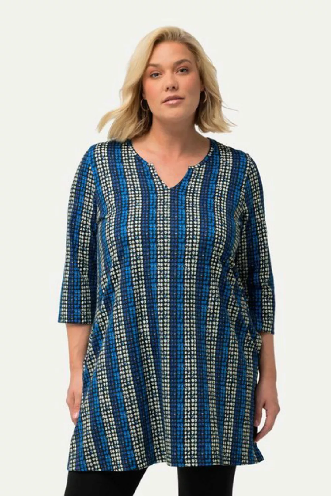 Ulla Popken Longshirt Longshirt A-Linie Tunika-Ausschnitt 3/4-Arm günstig online kaufen