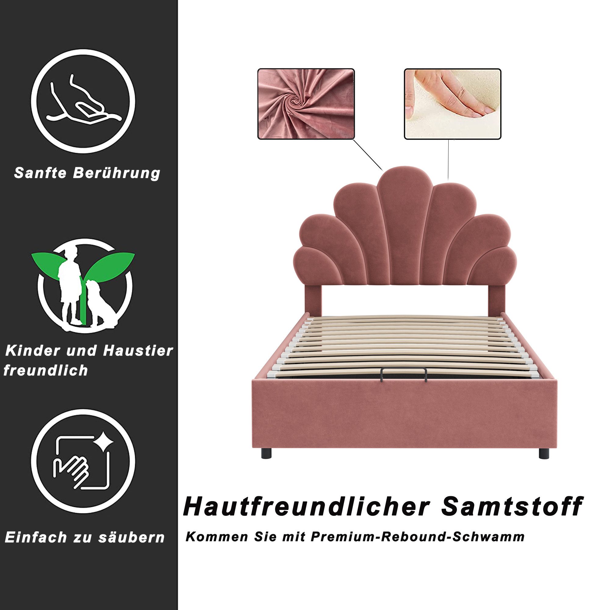 OKWISH Bett Polsterbett Kinderbett Gästebett Einzelbett günstig online kaufen