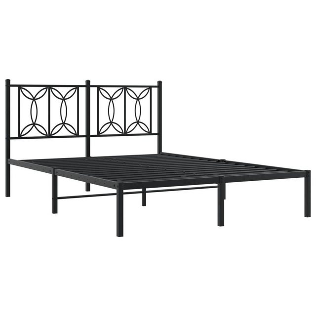 vidaXL Bett Bettgestell mit Kopfteil Metall Schwarz 135x190 cm günstig online kaufen