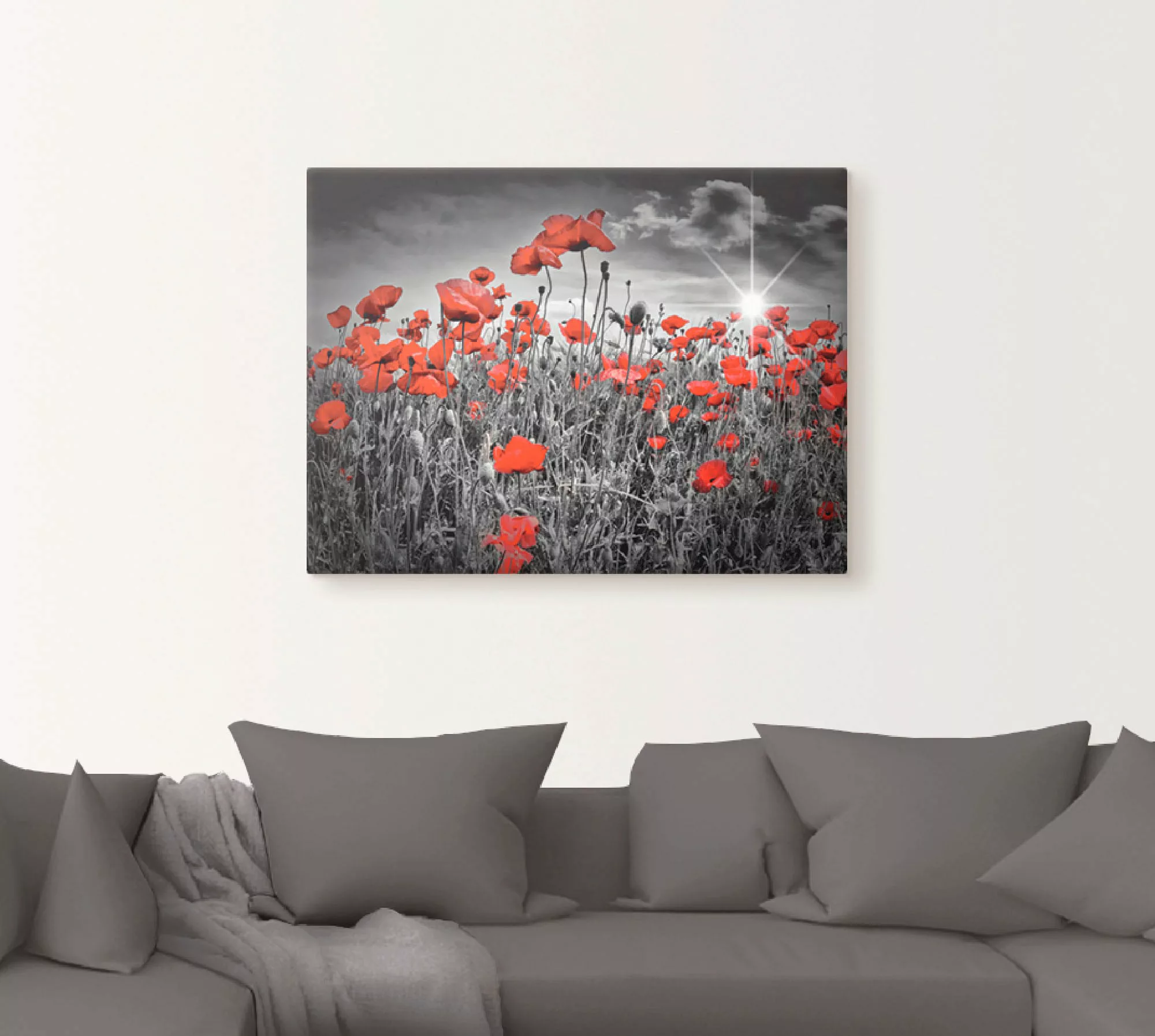 Artland Wandbild "Idyllisches Mohnblumenfeld", Blumen, (1 St.), als Leinwan günstig online kaufen