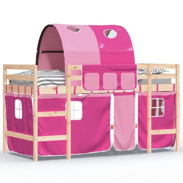 vidaXL Kinderbett Kinderhochbett mit Tunnel Rosa 80x200 cm Massivholz Kiefe günstig online kaufen