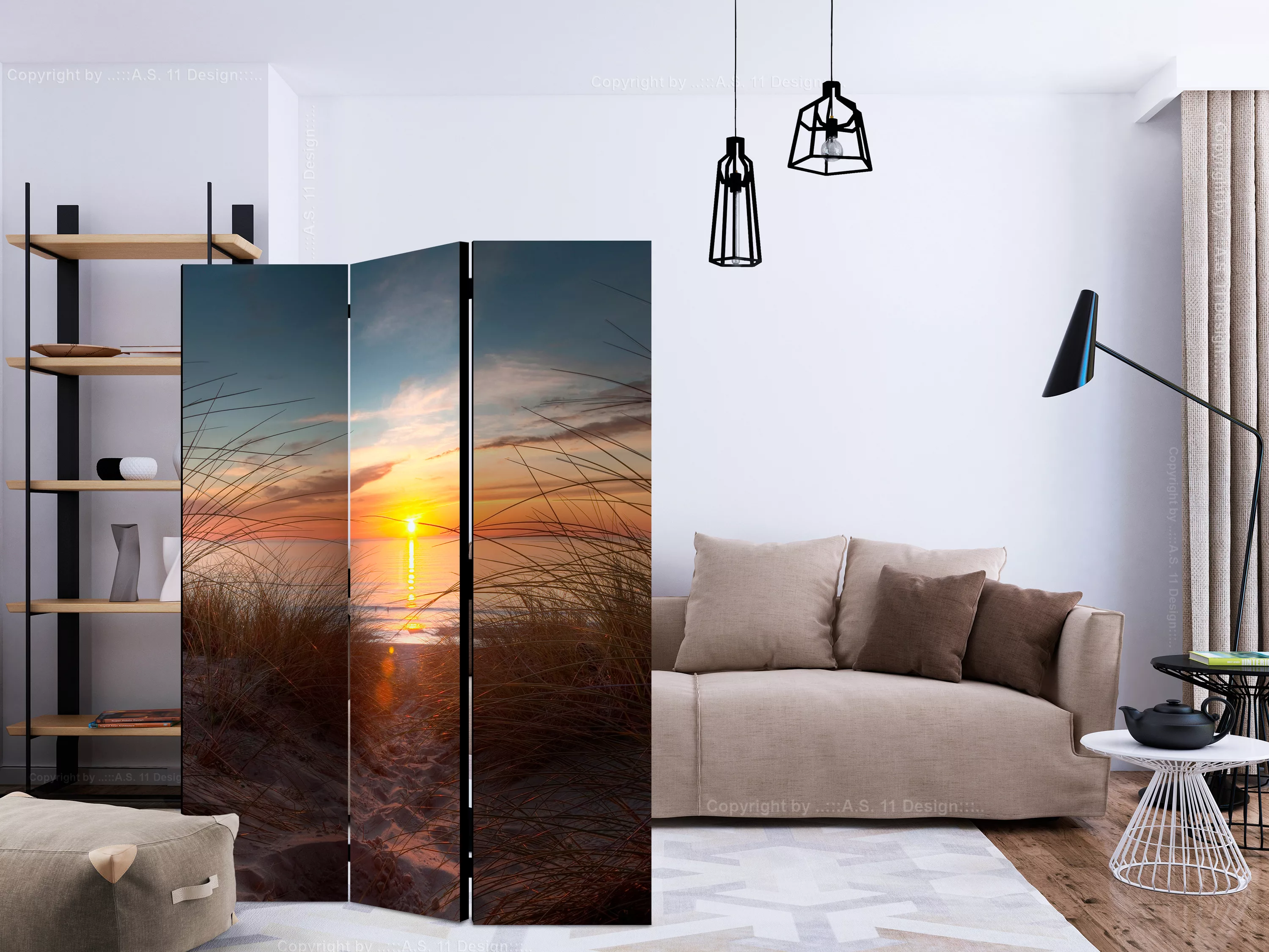 3-teiliges Paravent - Sunset Over The Atlantic Ocean [room Dividers] günstig online kaufen