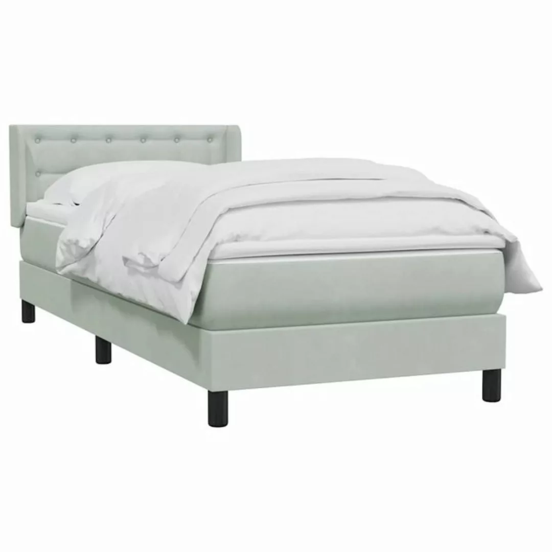 vidaXL Bett Boxspringbett mit Matratze Hellgrau 90x220 cm Samt günstig online kaufen