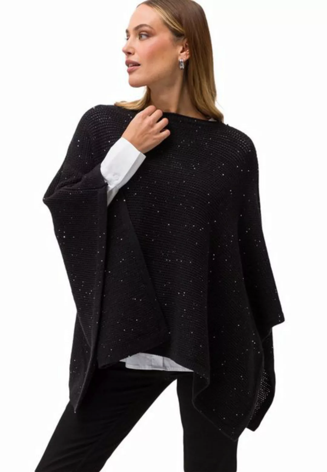 Zero 2-in-1-Strickjacke zero Poncho mit Glitzersteinchen (1-tlg) Ziersteine günstig online kaufen