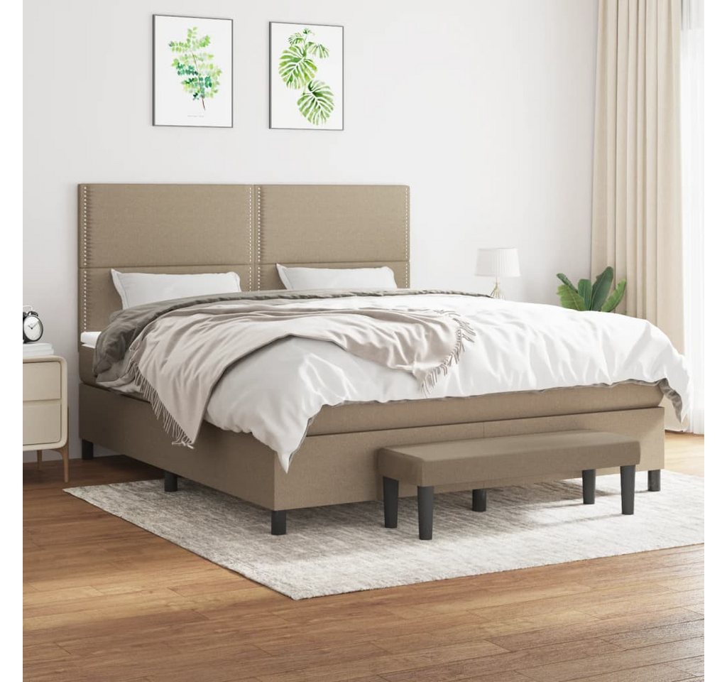 vidaXL Boxspringbett, Boxspringbett mit Matratze Taupe 160x200 cm Stoff günstig online kaufen